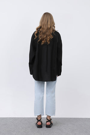 Kadın Basic Keten Gömlek - 32328GML