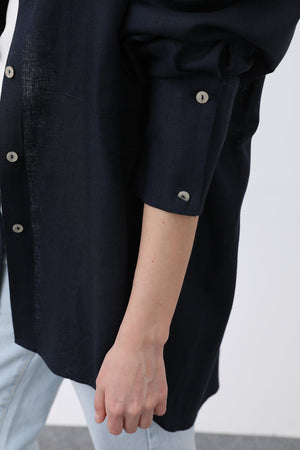 Kadın Basic Keten Gömlek - 32328GML