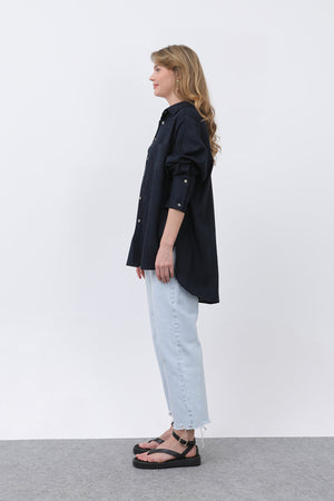 Kadın Basic Keten Gömlek - 32328GML