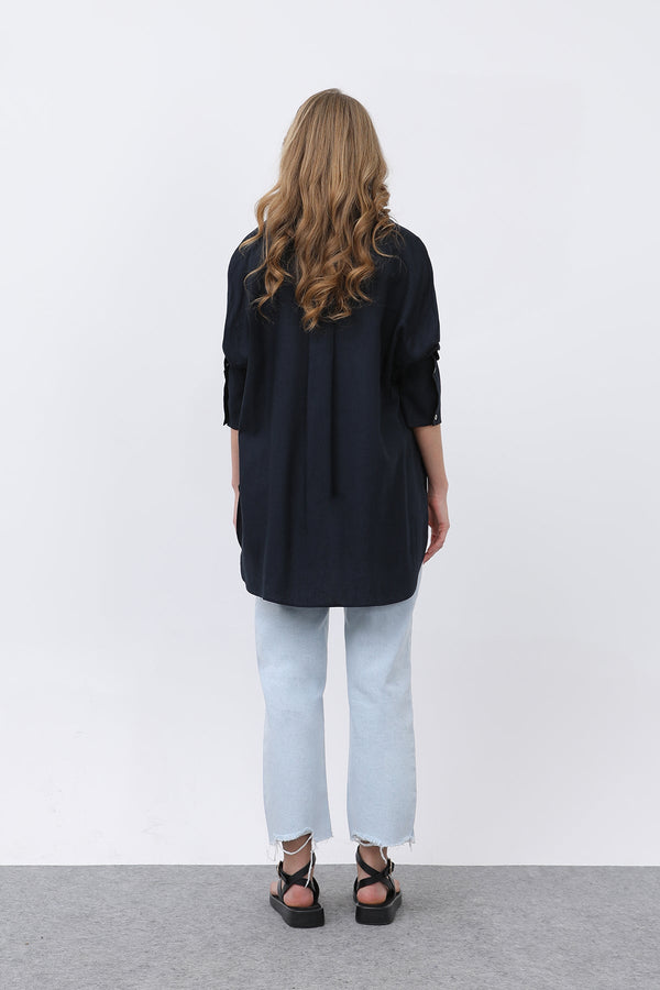 Kadın Basic Keten Gömlek - 32328GML