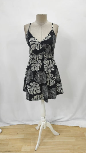 Rochie scurtă cu imprimeu, model Supreme, cu decolteu înfășurat, talie elastică, cu bretele, pentru femei, 26018