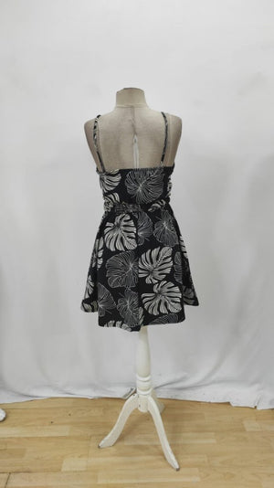 Rochie scurtă cu imprimeu, model Supreme, cu decolteu înfășurat, talie elastică, cu bretele, pentru femei, 26018