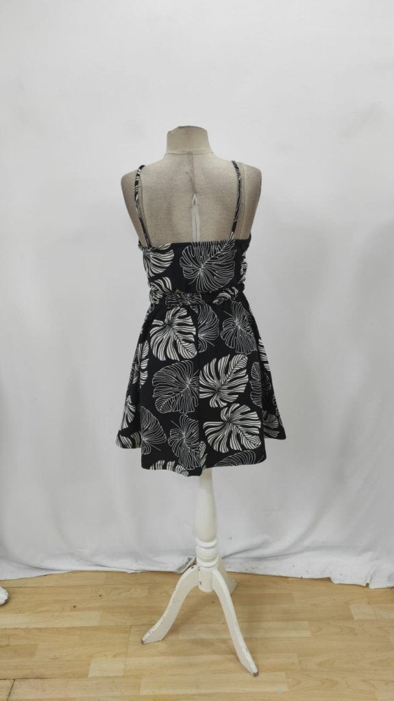 Rochie scurtă cu imprimeu, model Supreme, cu decolteu înfășurat, talie elastică, cu bretele, pentru femei, 26018