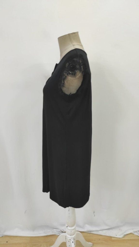Rochie de damă din viscoză cu mânecă scurtă și dantelă, cu nasturi în față, 32231