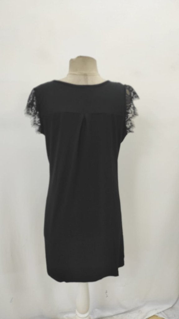 Rochie de damă din viscoză cu mânecă scurtă și dantelă, cu nasturi în față, 32231