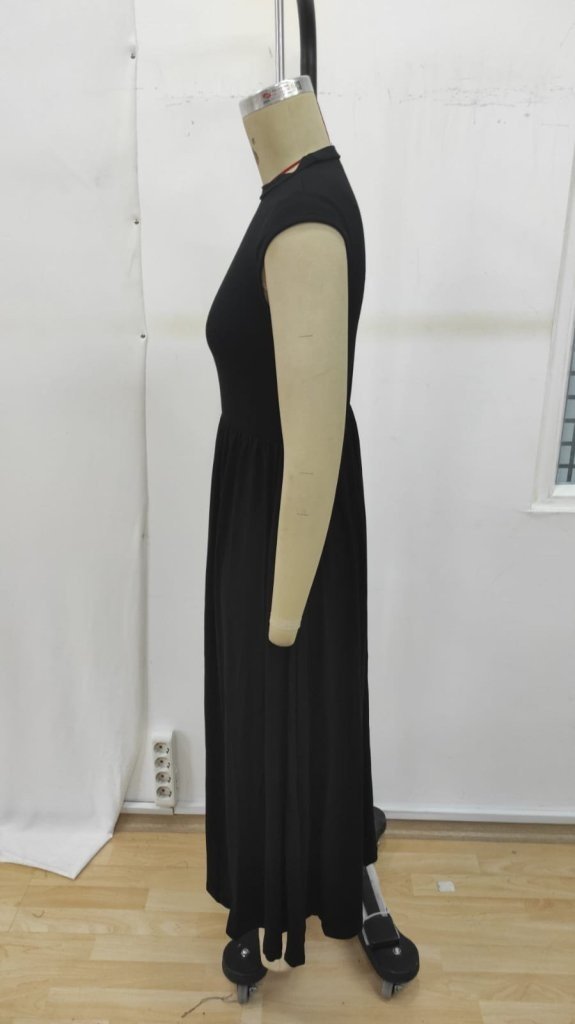 Rochie de damă din viscoză cu mânecă scurtă și guler semi-rotund, 26726