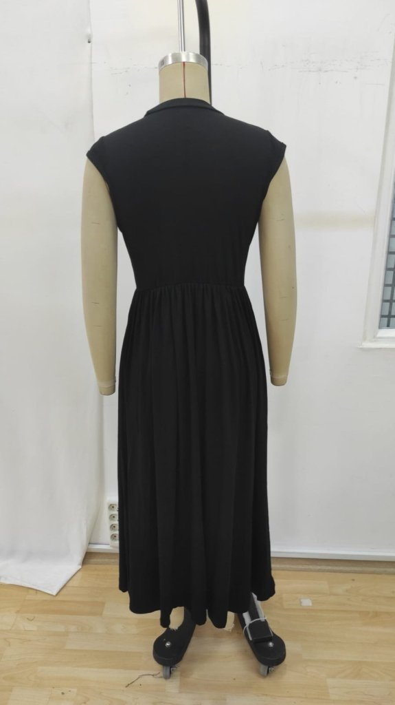 Rochie de damă din viscoză cu mânecă scurtă și guler semi-rotund, 26726