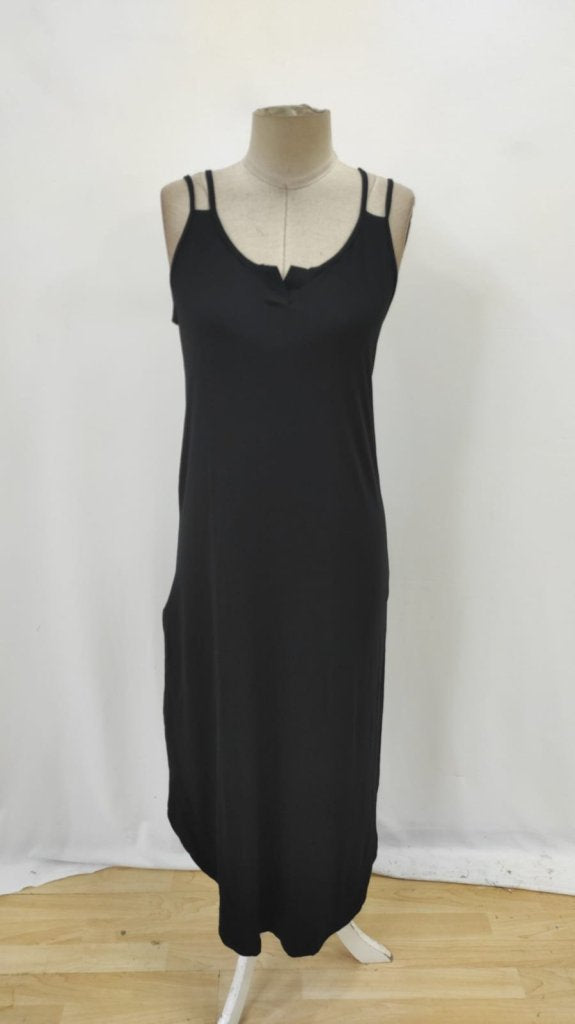 Kadın Askılı Yuvarlak Yaka Asimetrik Detaylı Viskon Elbise , 34643