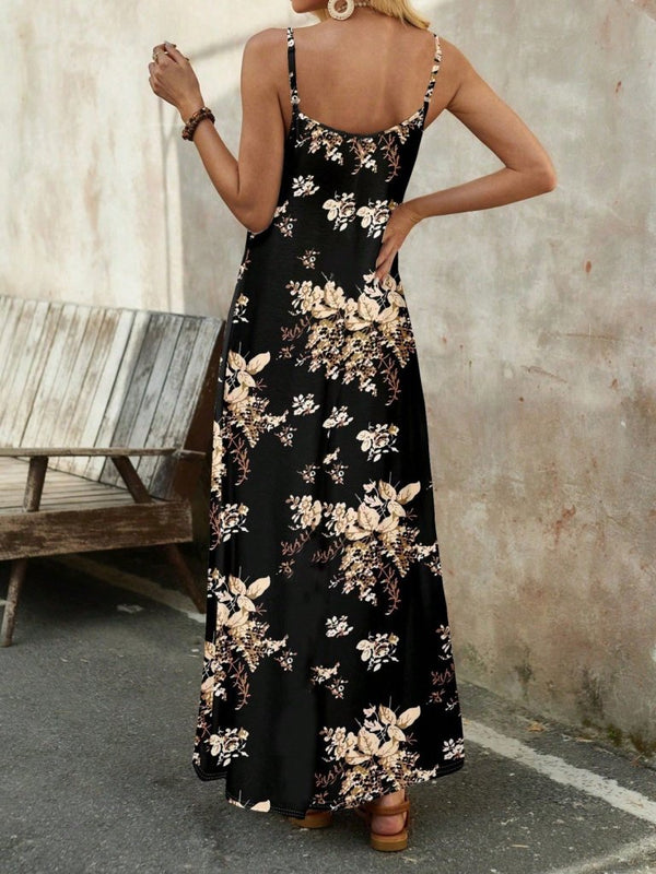 Rochie Supreme pentru femei, cu decolteu în V și model floral, cu bretele, 26355