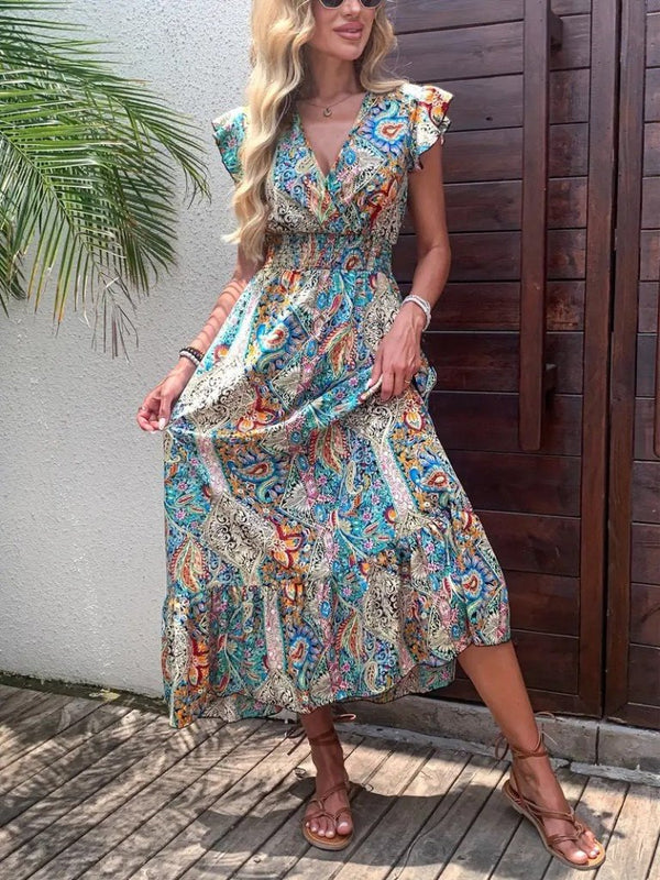 Rochie maxi Supreme cu mânecă scurtă și decolteu înfășurat pentru femei, 34265