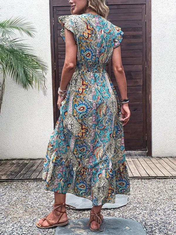 Rochie maxi Supreme cu mânecă scurtă și decolteu înfășurat pentru femei, 34265