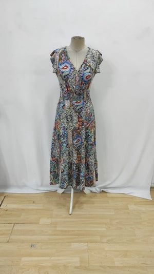 Rochie maxi Supreme cu mânecă scurtă și decolteu înfășurat pentru femei, 34265