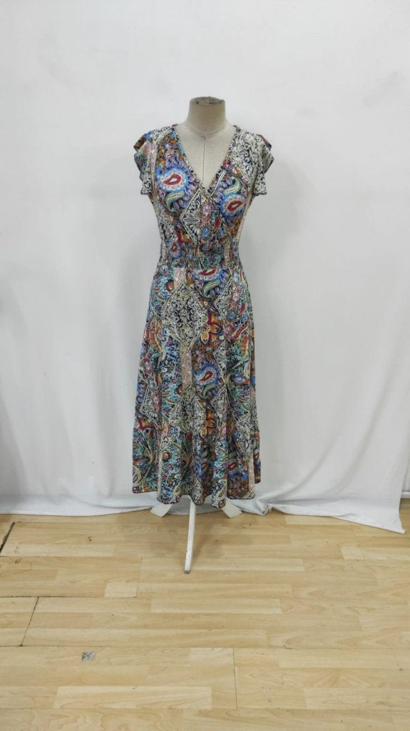 Rochie maxi Supreme cu mânecă scurtă și decolteu înfășurat pentru femei, 34265