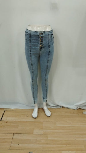 Kadın Yüksek Bel önden Düğmeli Jean Pantolon , 31138