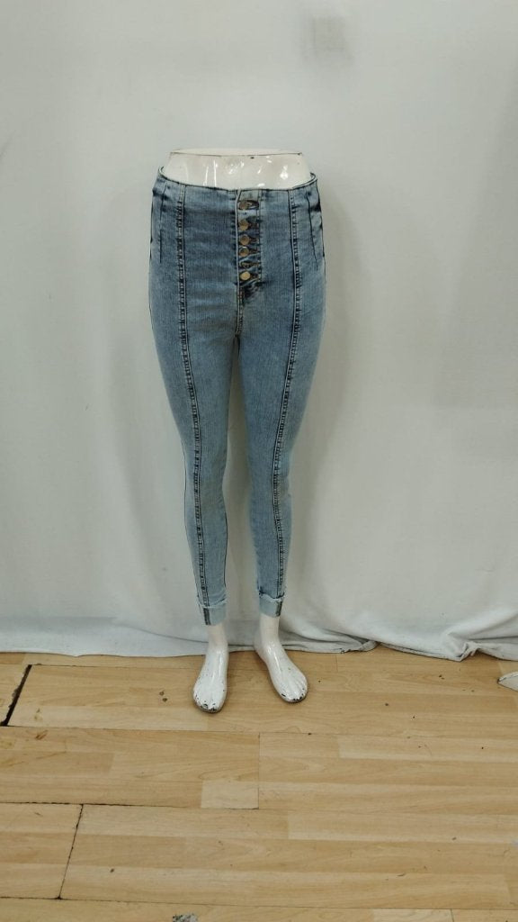 Kadın Yüksek Bel önden Düğmeli Jean Pantolon , 31138