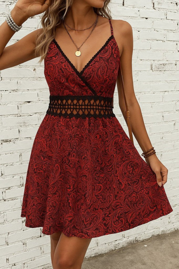 Rochie mini Supreme pentru femei, cu bretele, decolteu înfășurat și model, 27100