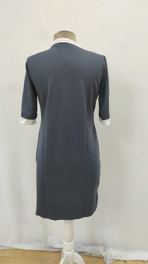 Rochie de damă din viscoză cu mânecă scurtă, fermoar, buzunare și crăpături laterale, 27162