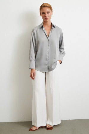 Diagonal Desen Gömlek - Gri