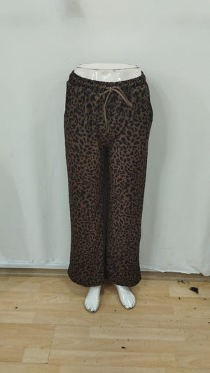 Pantaloni damă cu două fire, croi larg, elastic și șnur, talie înaltă, 34809