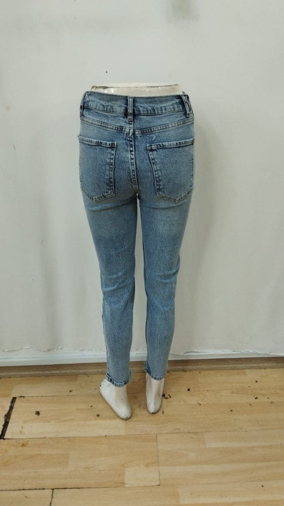 Kadın Açık Mavi Yırtık Mom Fit Kot Pantolon , 29313
