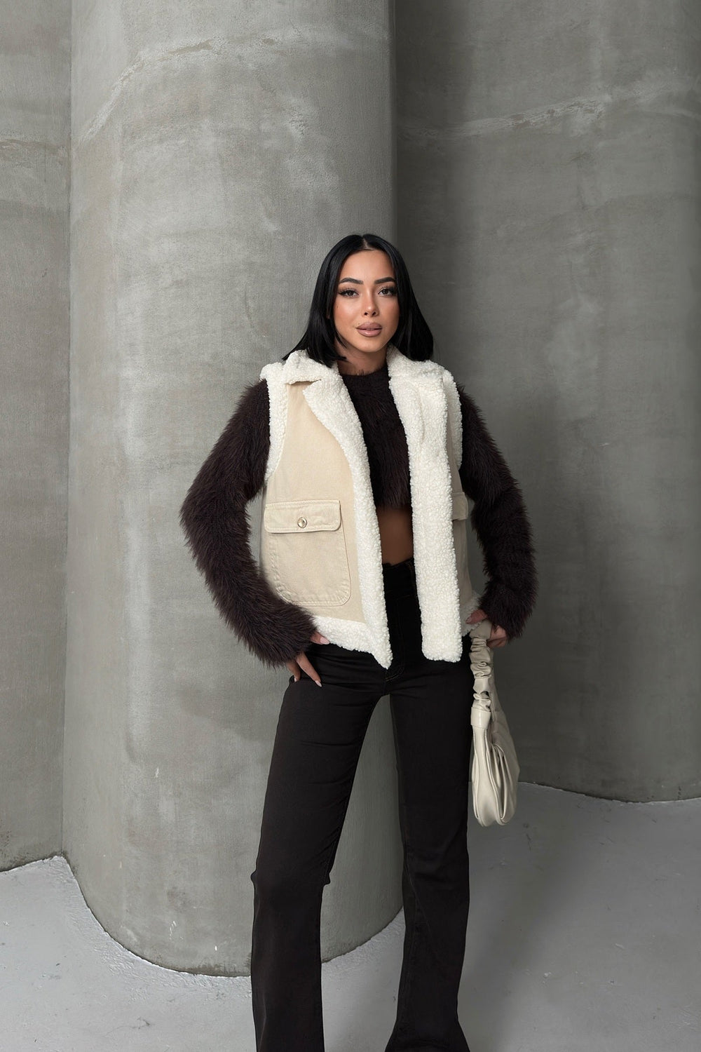 Kürklü Yelek 6171 Taş