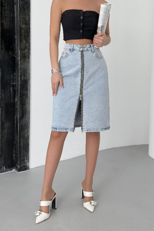 Fustă denim de lungime medie 1026