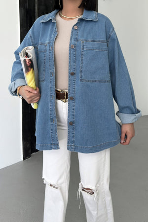 Cămașă din denim cu buzunare 6097