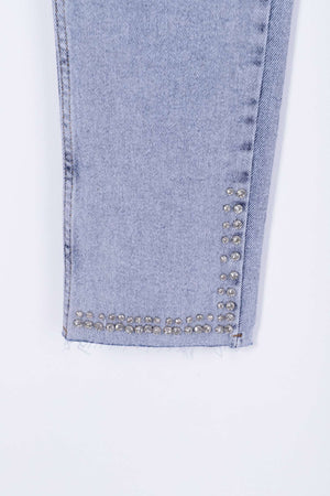 Taşlı Mom Fit Kot Pantolon 7023