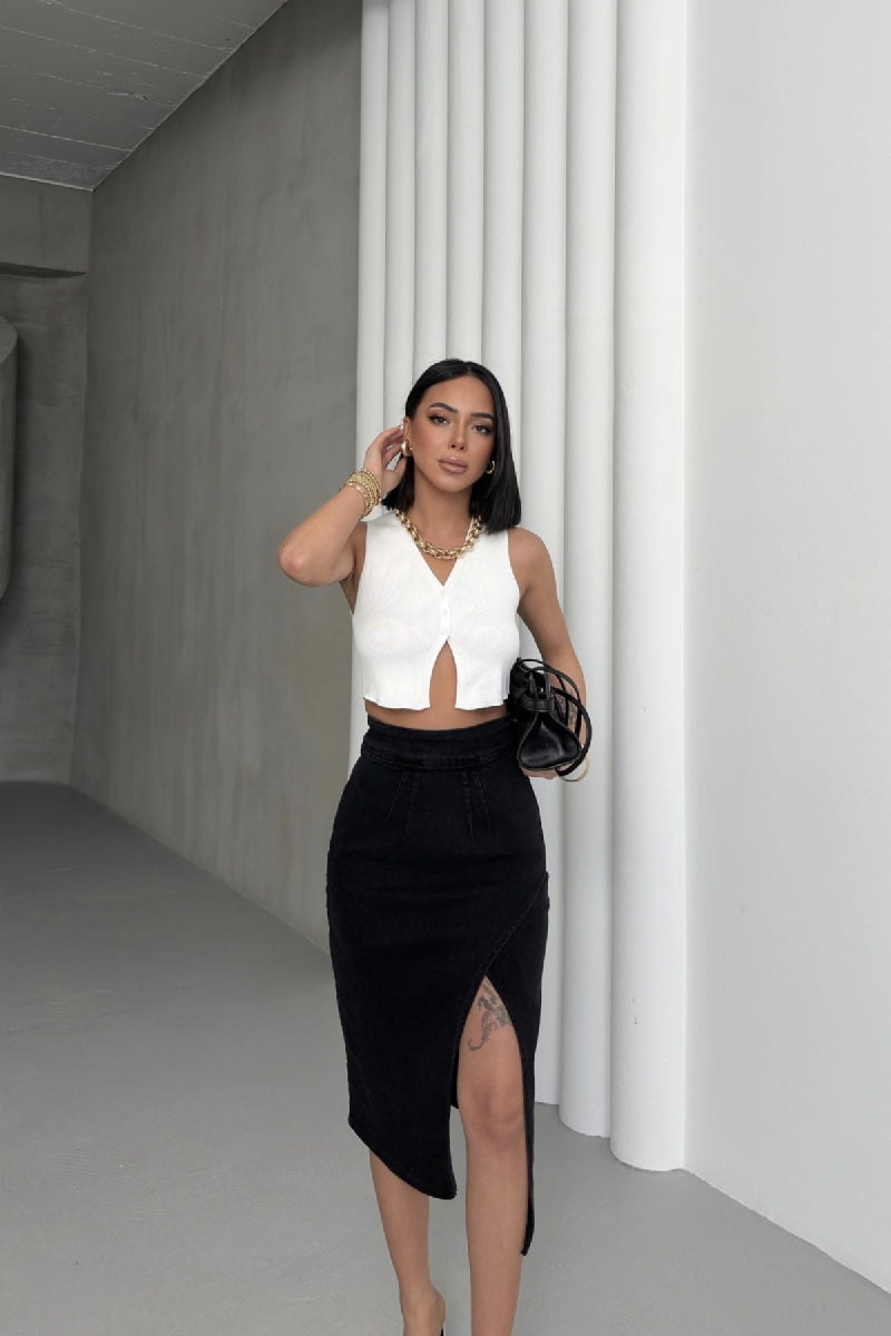 Asimetrik Etek 122 Düz Antrasit