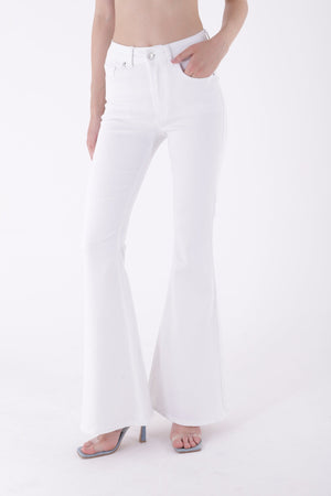 Geniş İspanyol Kot Pantolon 7067 - Beyaz - (27-32) - 2