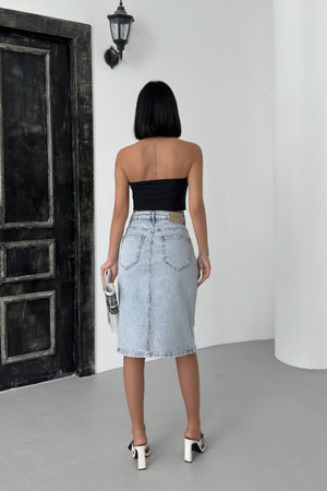 Fustă denim de lungime medie 1026
