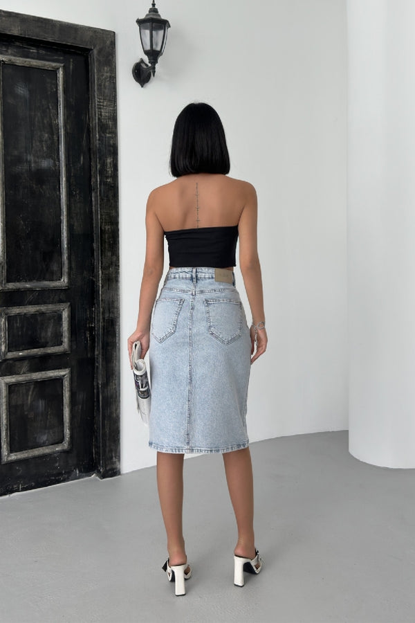 Fustă denim de lungime medie 1026