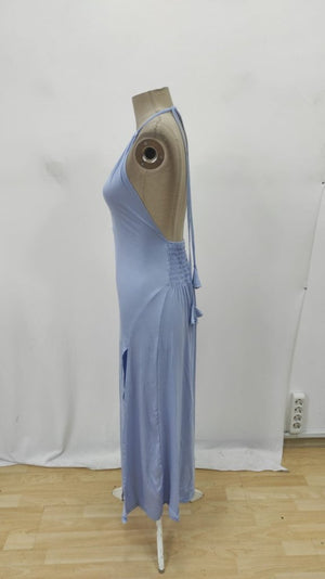 Rochie de damă din viscoză cu mânecă halter și decolteu halter, 30311