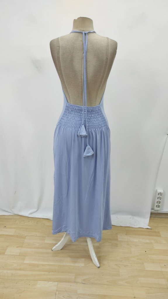 Rochie de damă din viscoză cu mânecă halter și decolteu halter, 30311