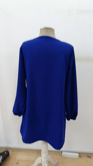 Rochie mini din crep importat, cu mânecă lungă și guler rotund, pentru femei, 30377