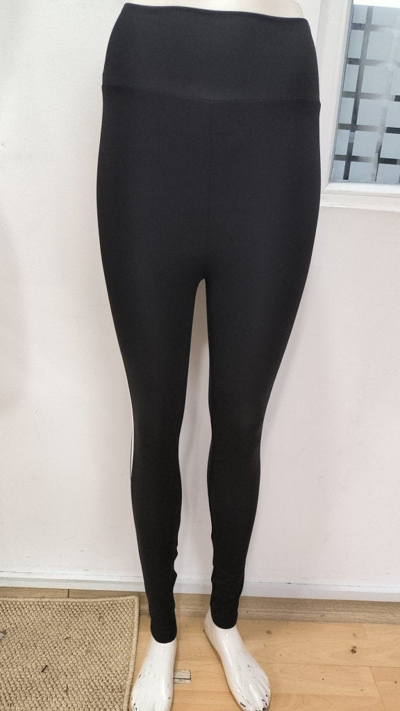 Pantaloni de scuba pentru femei cu talie înaltă, cu dungi laterale și ornamente din tul, 30631