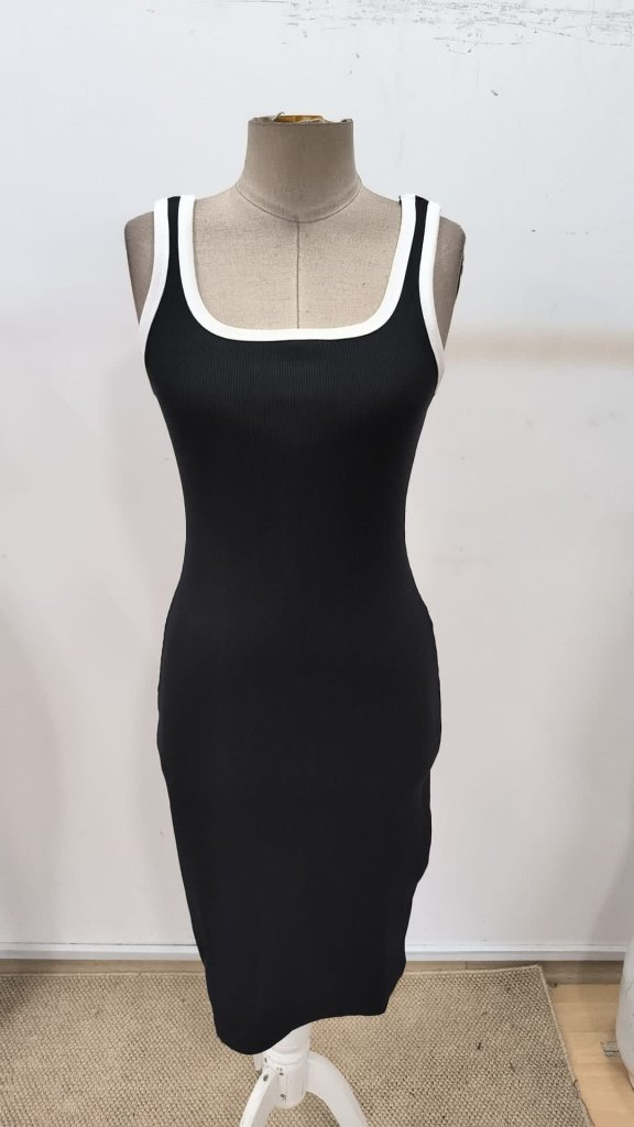 Rochie midi cu corset, cu guler rotund și bretele, pentru femei, 30639