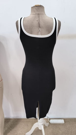 Rochie midi cu corset, cu guler rotund și bretele, pentru femei, 30639