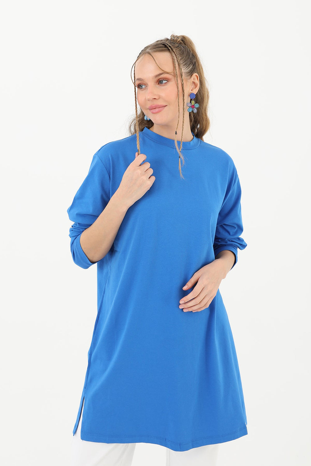 Kadın Basic Tunik - 30726TUN - SAX BLUE