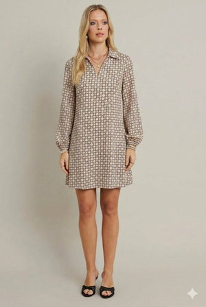 Rochie mini din modal cu mânecă lungă și guler, model pentru femei, 32382