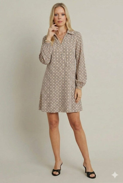Rochie mini din modal cu mânecă lungă și guler, model pentru femei, 32382
