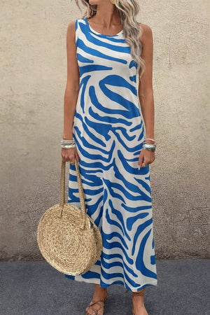 Rochie lungă Supreme pentru femei, cu guler rotund și bretele, model 30820