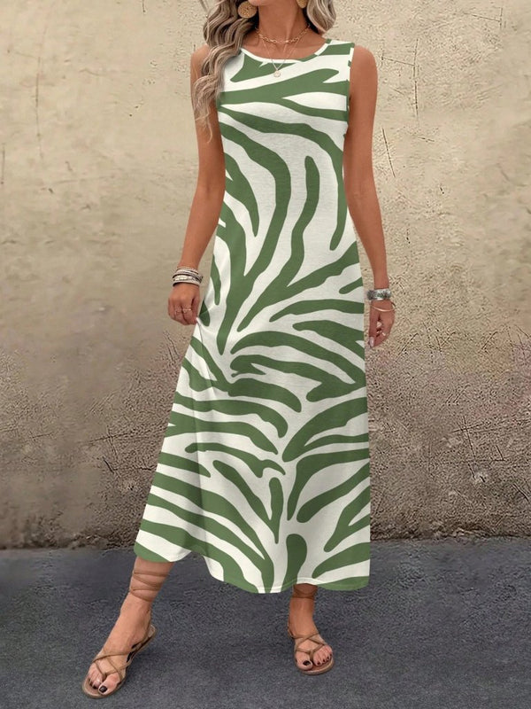 Rochie lungă Supreme pentru femei, cu guler rotund și bretele, model 30821