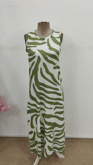 Rochie lungă Supreme pentru femei, cu guler rotund și bretele, model 30821