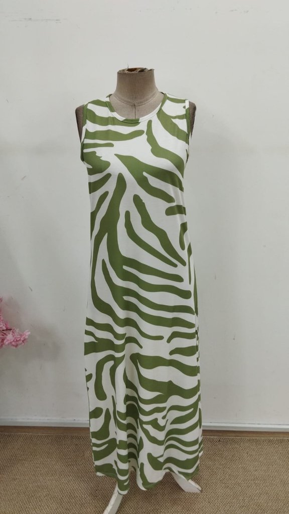 Rochie lungă Supreme pentru femei, cu guler rotund și bretele, model 30821