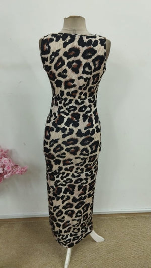 Rochie lungă de damă, cu guler rotund și bretele, din material scuba, cu crăpătură laterală, 30826
