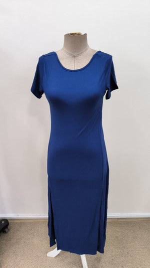 Rochie de damă din viscoză, cu mânecă scurtă, spate decoltată, cu crăpături, 31216