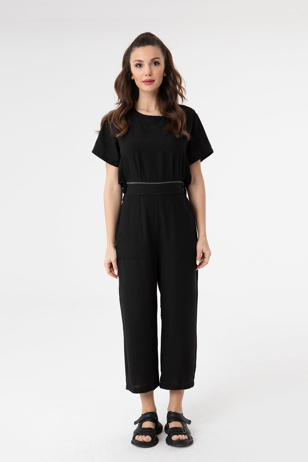Kadın Bel Fermuarlı Ayrılabilen Tulum - 31191TLM - BLACK