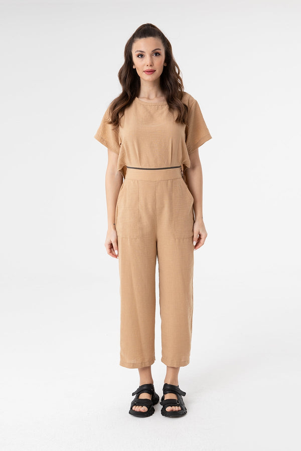 Kadın Bel Fermuarlı Ayrılabilen Tulum - 31191TLM - CAMEL