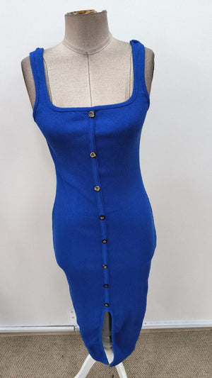 Rochie midi cu corset, cu decolteu pătrat și nasturi în față, pentru femei, 31318